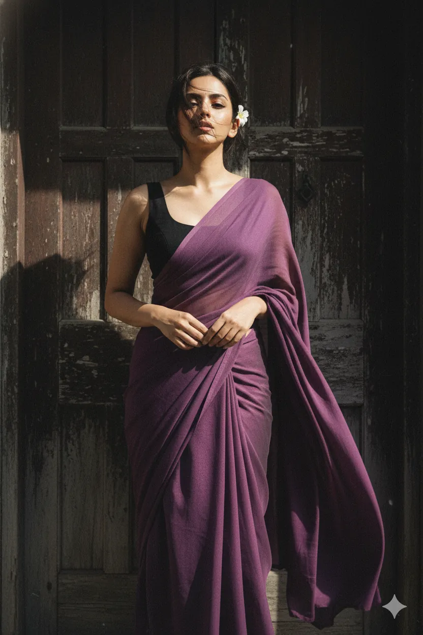 AI generated vintage saree photoshoot with dramatic lighting